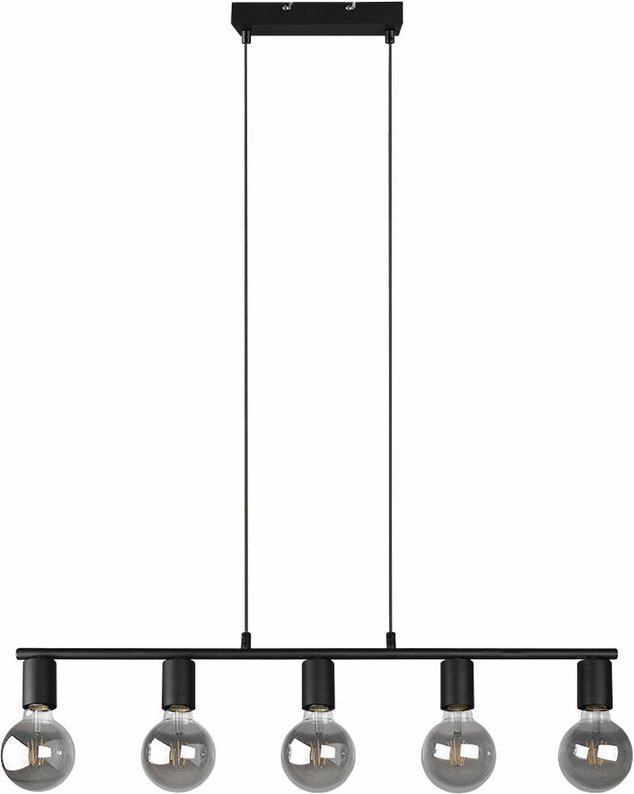 Esstischlampe Höhenverstellbar Pendelleuchte Esstisch Wohnzimmerlampe hängend Modern, schwarz-matt, 5x E27, LxBxH 82x8x1...