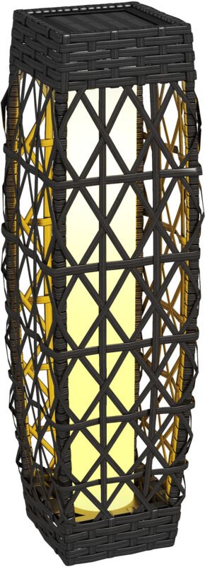 Solarleuchte, LED-Gartenleuchte mit Rattan, Lichtsensor, Anti-UV, für Außenbereich, Grau