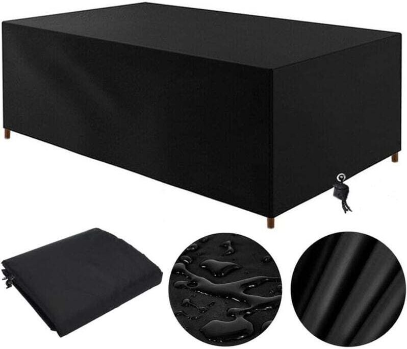 210D Gartentischabdeckung, Schutzhülle für Gartenmöbel 210x110x70cm Oxford Wasserdicht Winddicht UV-beständig Gartenschu...