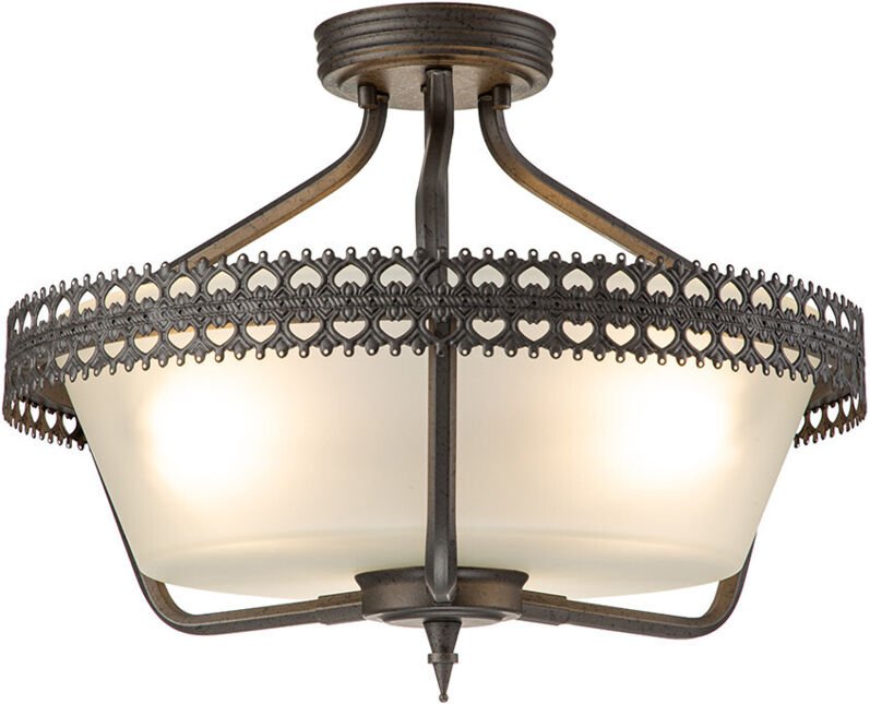 Elstead - Crown - 3 Light Semi Flush Deckenpendelleuchte Eisen, E27