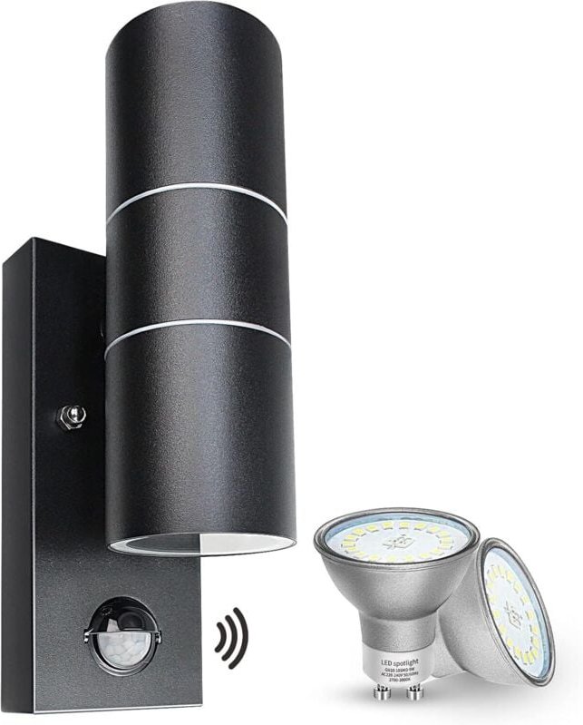 Wandleuchte für den Innen- und Außenbereich, Bewegungsmelder, Schwarz, 5 W, Moderne LED-Außenleuchte, nach oben und unte...