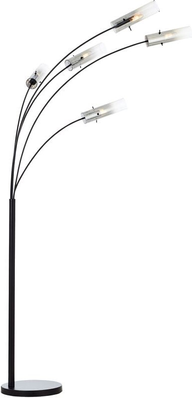 Thumbnail - Lampe Glasini Stehleuchte 5flg schwarz matt/rauchglas schwarz 5x C35, E14, 25 w - Brilliant