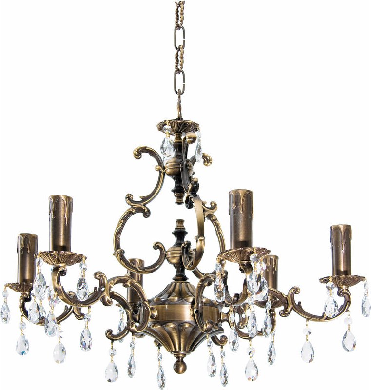 Premium Kronleuchter Messing Kristall opulent in Antik E14 Pendelleuchte Hängelampe Esszimmer Wohnzimmer