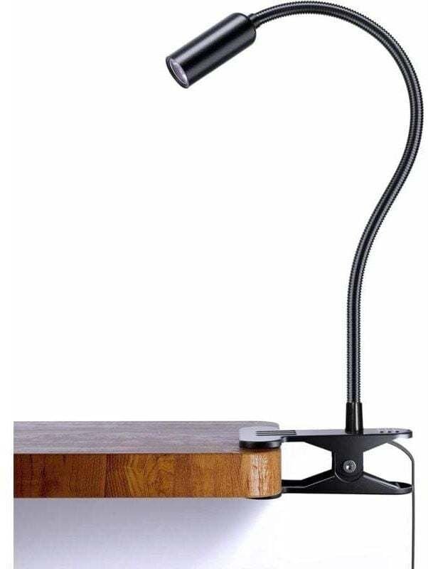 360° LED-Klemmleuchte – flexibler Schwanenhals, 10 Helligkeitsstufen – Schreibtisch-/Nachttisch-/Arbeitsplatzbeleuchtung...