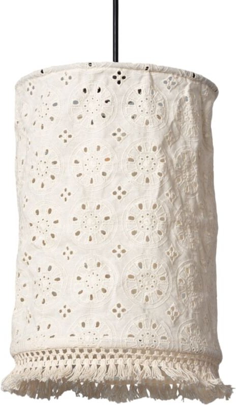 Pendelleuchte aus Baumwolle Otomí Gebrochenes Weiß