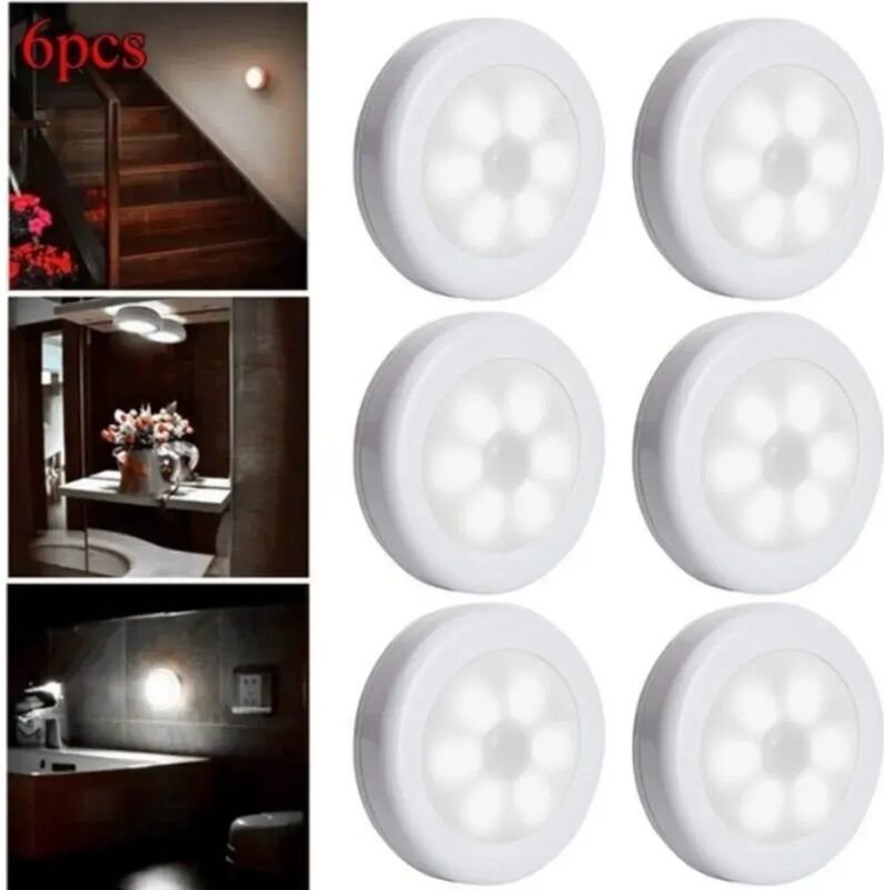 6er-Pack LED-Nachtlicht mit Bewegungssensor, automatischer Ein-/Ausschaltfunktion für Flur/Küche/Schlafzimmer/Treppe/Kle...