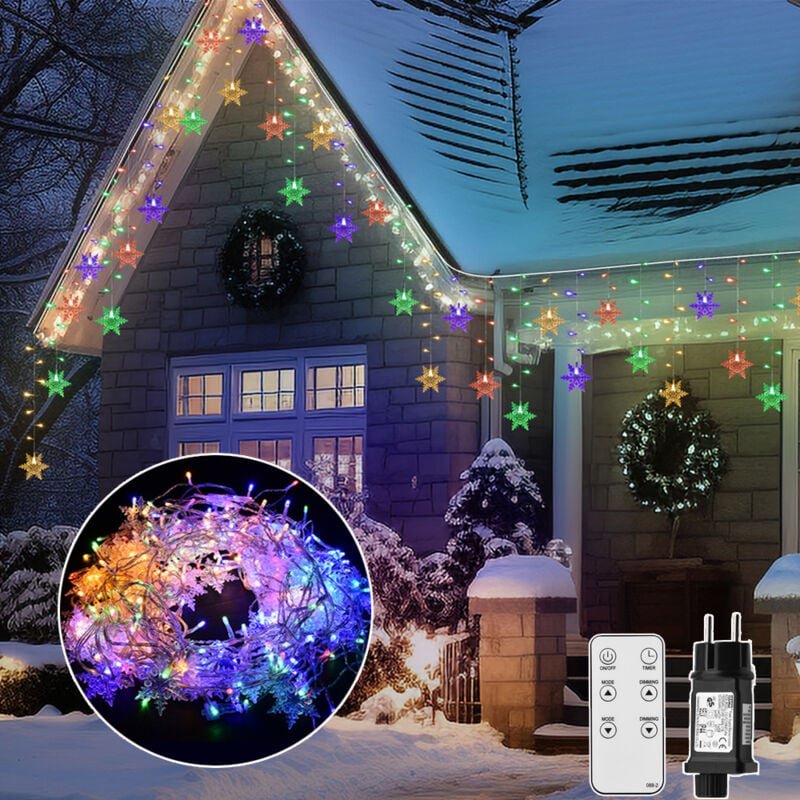 9M LED Schneeflocken Lichterkette Lichtervorhang 360 LEDs IP44 10 Modi Weihnachtsbeleuchtung Außen Innen Lichterketten, ...