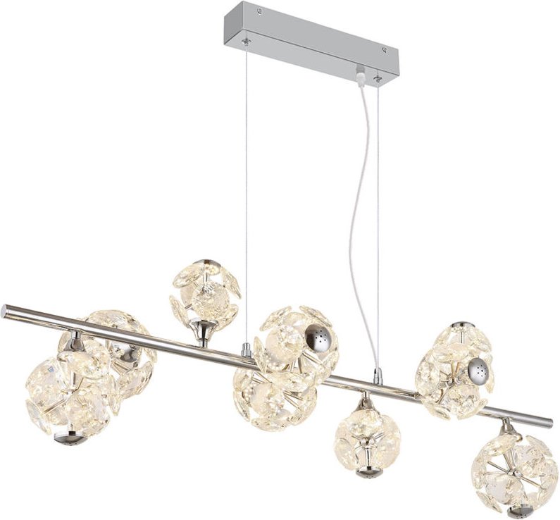 Hängeleuchte Kristallleuchte Pendellampe led Kugeln chrom klar Wohnzimmer Metall