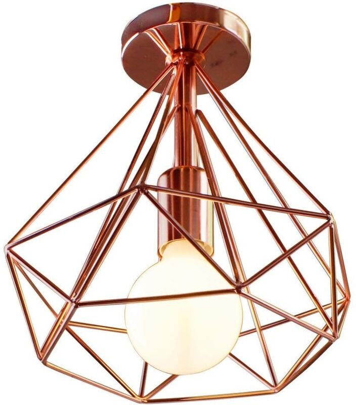 Vintage Deckenleuchte Industrielle Deckenlampe Ø25cm Diamant Käfig Lampenschirm Mini Deckenleuchte E27 für Schlafzimmer ...