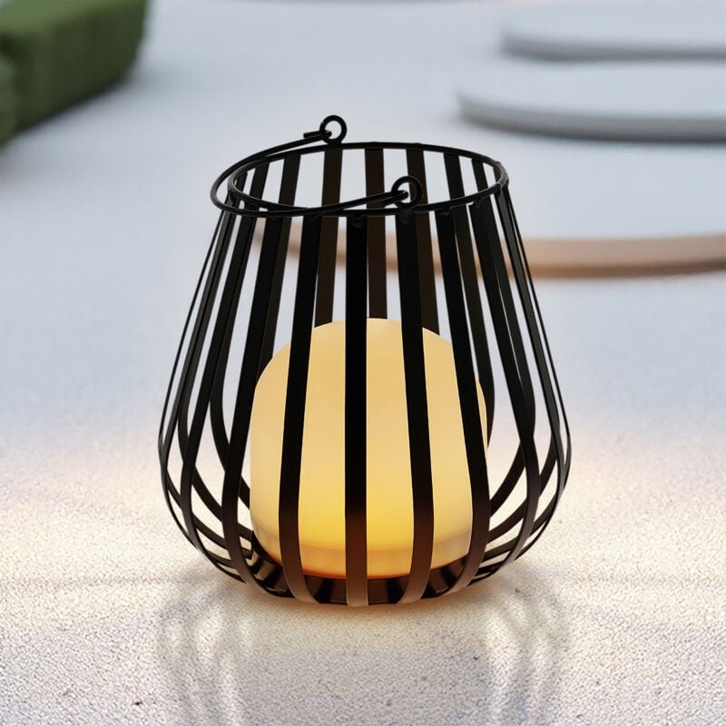 Metall Laterne mit led Leuchte für Außen und Innen - 23 x 20 cm - Dekoleuchte warm weiß zum Stellen oder Hängen