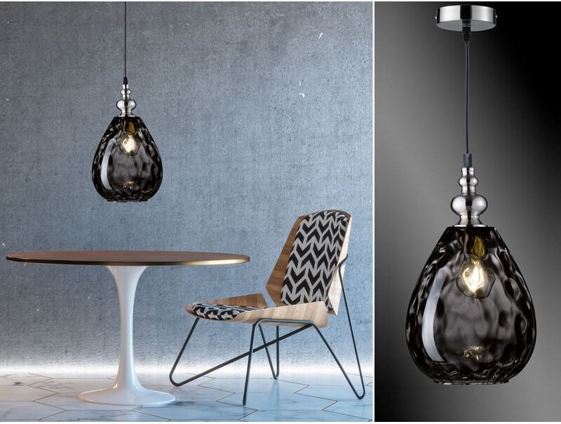 Kleine led Pendelleuchte mit Rauchglas Lampenschirm, ø 20cm