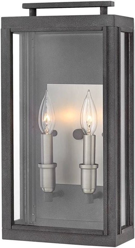 Sutcliffe Hinkley Outdoor 2-Licht-Wandlaterne im Alter von Zink IP44