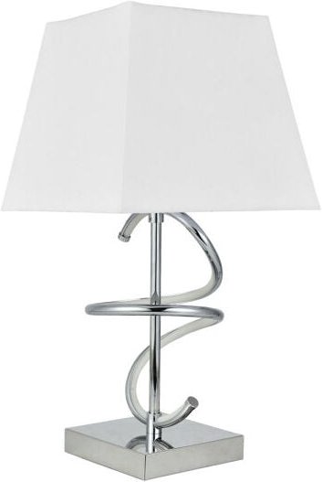 Fabrilamp - New york tischlampe 8w 4000k+1xe27 chrom weiß lampenschirm 600lm 44x23x23 cm