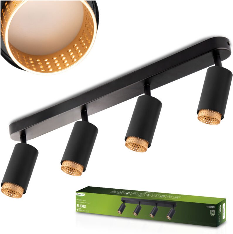 LED-Deckenleuchte mit 4 GU10-Röhren, ELIGIS Schwarz, LUMILED