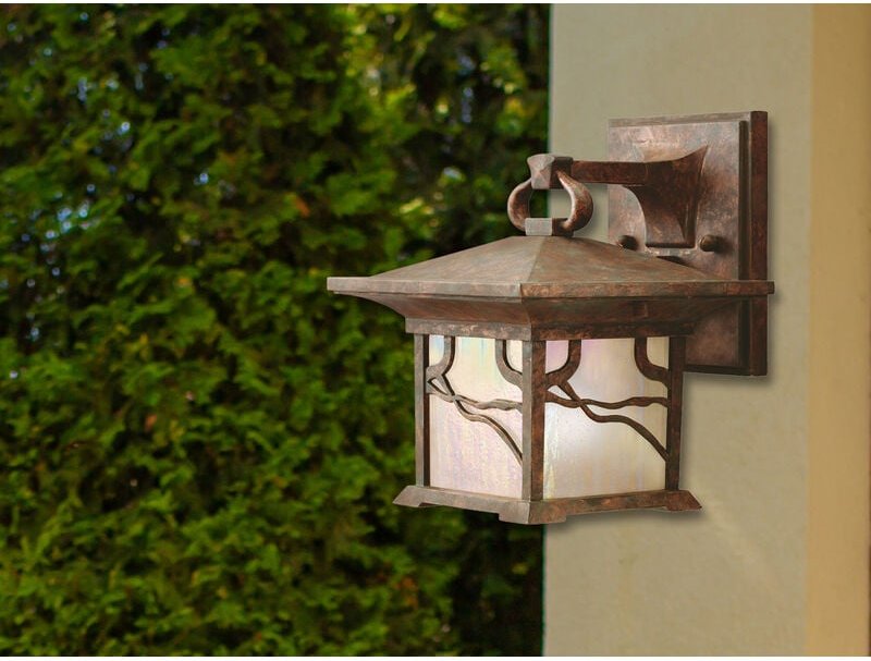 Meinewunschleuchte - Ausgefallene led Außenwandleuchte im antiken Laternenlook, Höhe 21cm