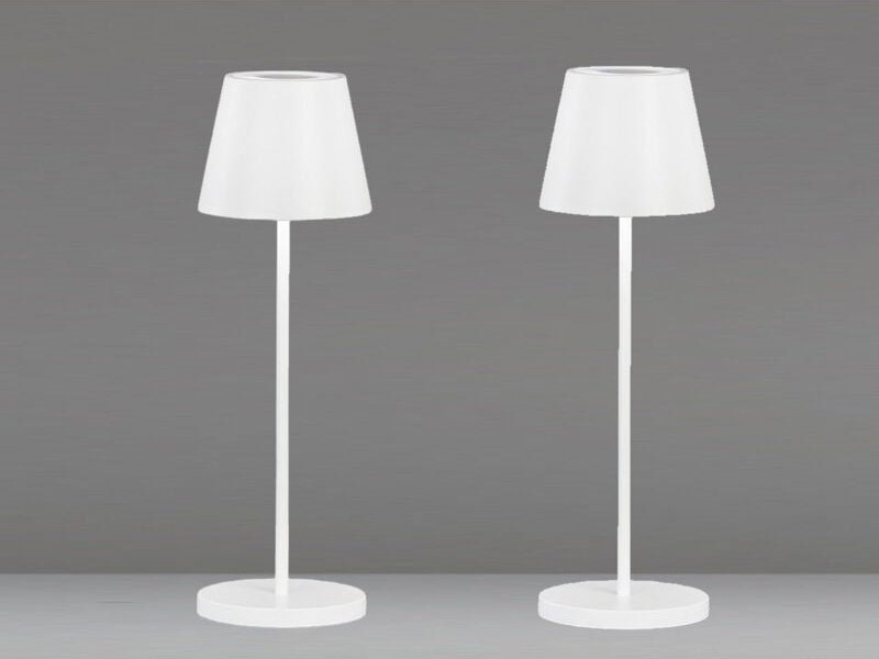 2er SET Akku Tischlampen Weiß ohne Kabel mit Ladestation, Höhe 34cm