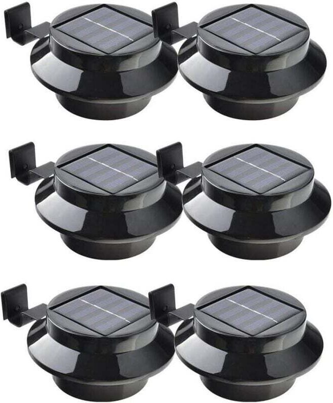Set mit 6 schwarzen Solar-LED-Strahlern – für Dachrinne, Zaun, Dach, Garten, Hof, Wand