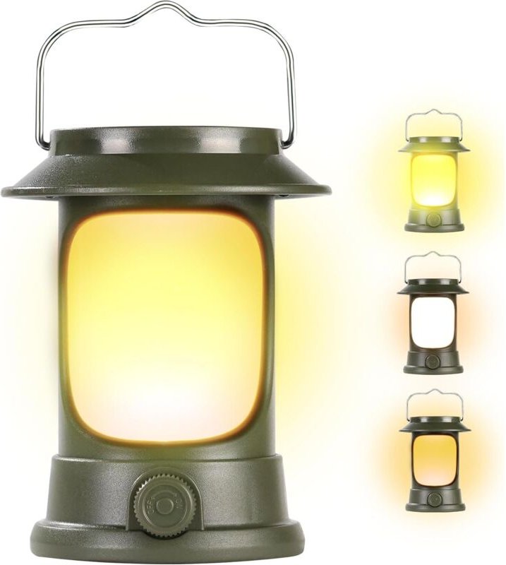 LED-Campinglaterne im Retro-Stil, stufenlos dimmbar, warmes Umgebungslicht für Zelte, Notstromversorgung, USB-aufladbar