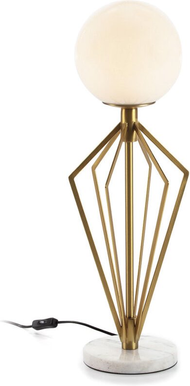 Tischlampe 23X23X68 Weißes Glas/Weißer Marmor/Goldenes Metall