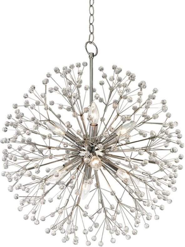 Dunkirk Kronleuchter mit 8 Leuchten, poliertes Nickel, Kristall