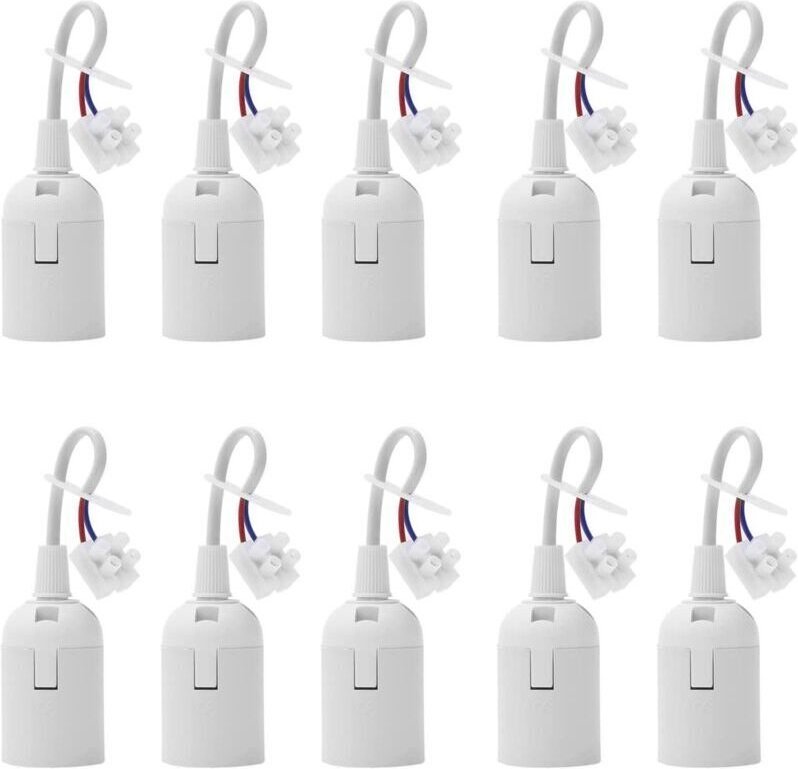 Packung mit 10 E27-Lampenfassungen mit 4A 250V-Kabel für Glüh- und LED-Lampen