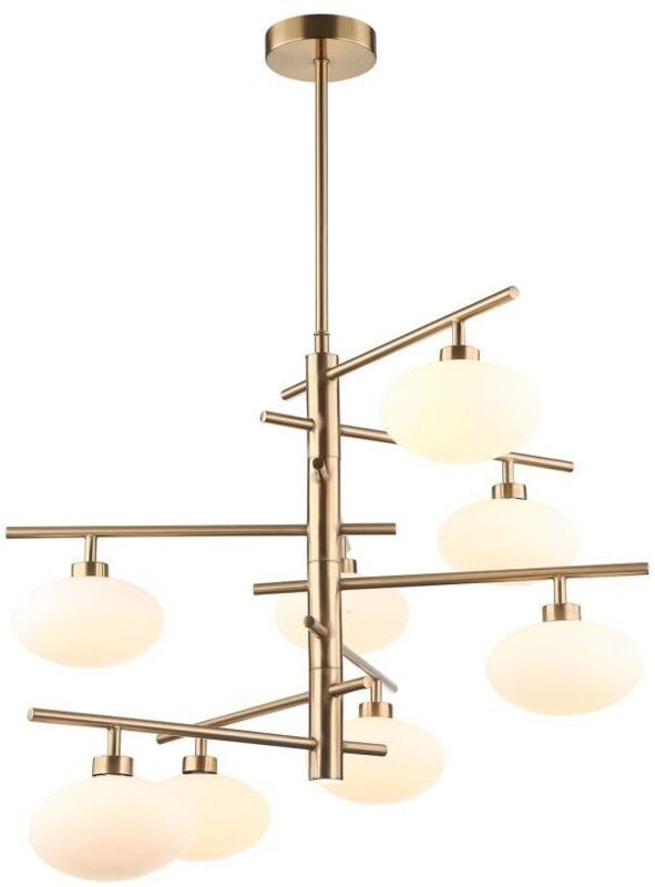 Fiorenzo - Moderne hängende Anhänger Messing 8 Licht mit weißem Schatten, G9 - Italux