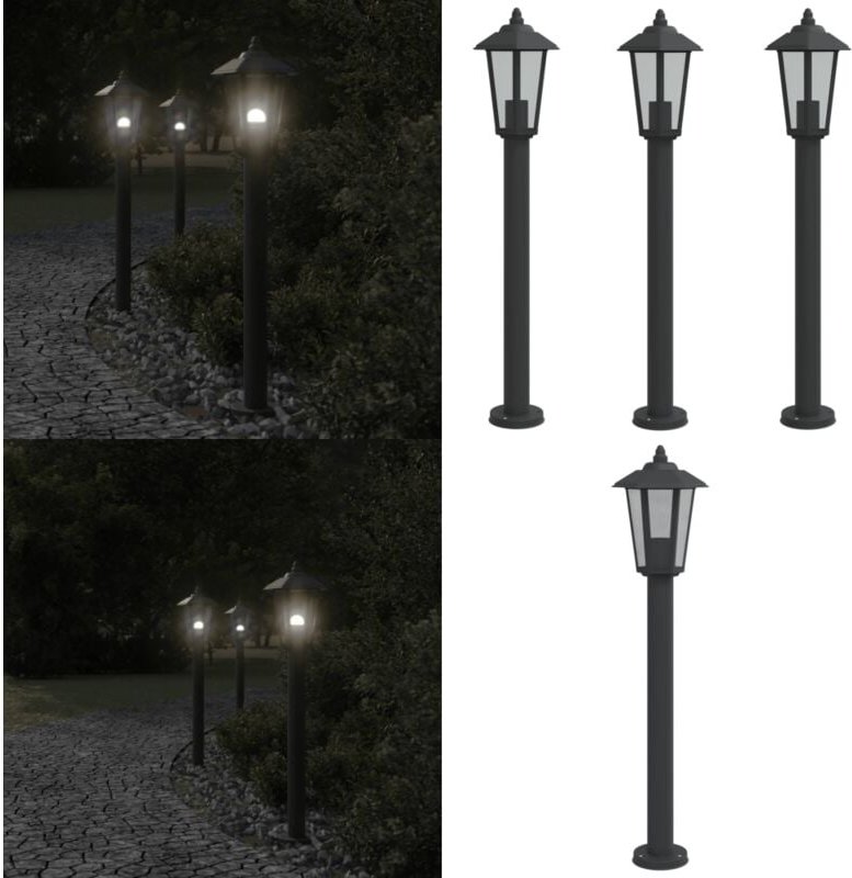 Wegeleuchten 3 Stk. Schwarz 80 cm Edelstahl - Outdoor Beleuchtung - Gartenlampe - led Strahler - Edelstahl Lampe - Wette...