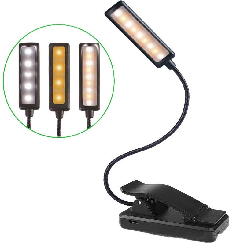 Dolaso - Wiederaufladbare Leselampe, 9 ledl Clip-Lampe, stufenloses Dimmen und 3 Augenschutzmodi (kaltes und warmes Weiß...