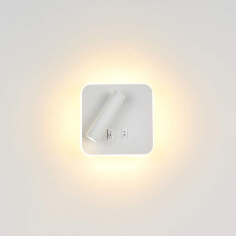 Nachttischlampen, Innen-Hotel-Wandlampe, Bett-Wandlampen, Korridor-Wandlampe mit Schalter (12 w weiß/warmweiß) [Energiek...