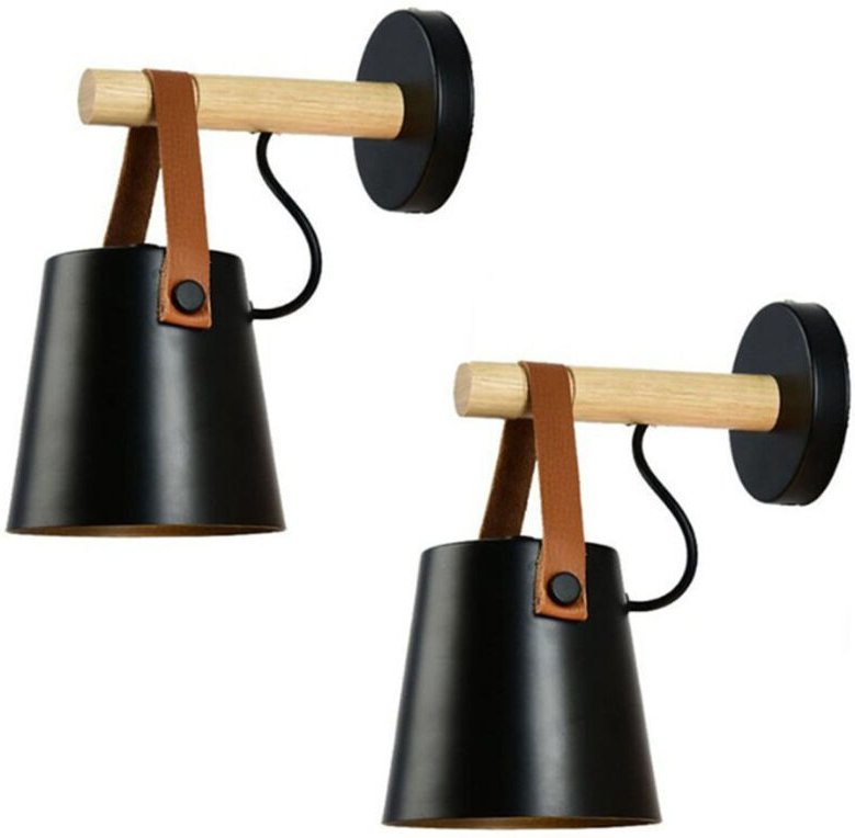 CCYKXA Set aus 2 minimalistischen Vintage-Wandleuchten für den Innenbereich, moderne E27-Wandlampen, Metalllampenschirme...