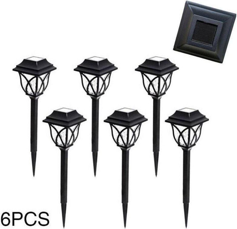 Trade Shop Traesio - Trade Shop - 6 stk. 1 led-lampe mit solarpanel für garten, AUSSENSPIEß TE-B0155 -