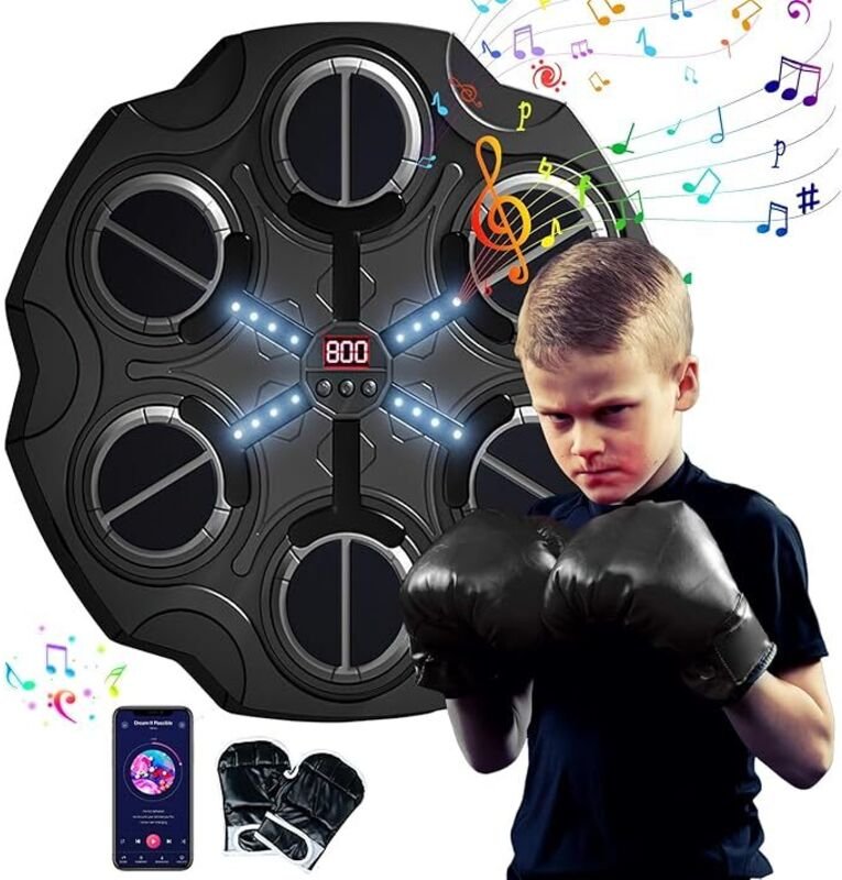 Musikalisches boxen, wandler, boxhandschuhe, 3 led-lampen, bluetooth, smart music fights, kinder - und erwachsenenboxen,...