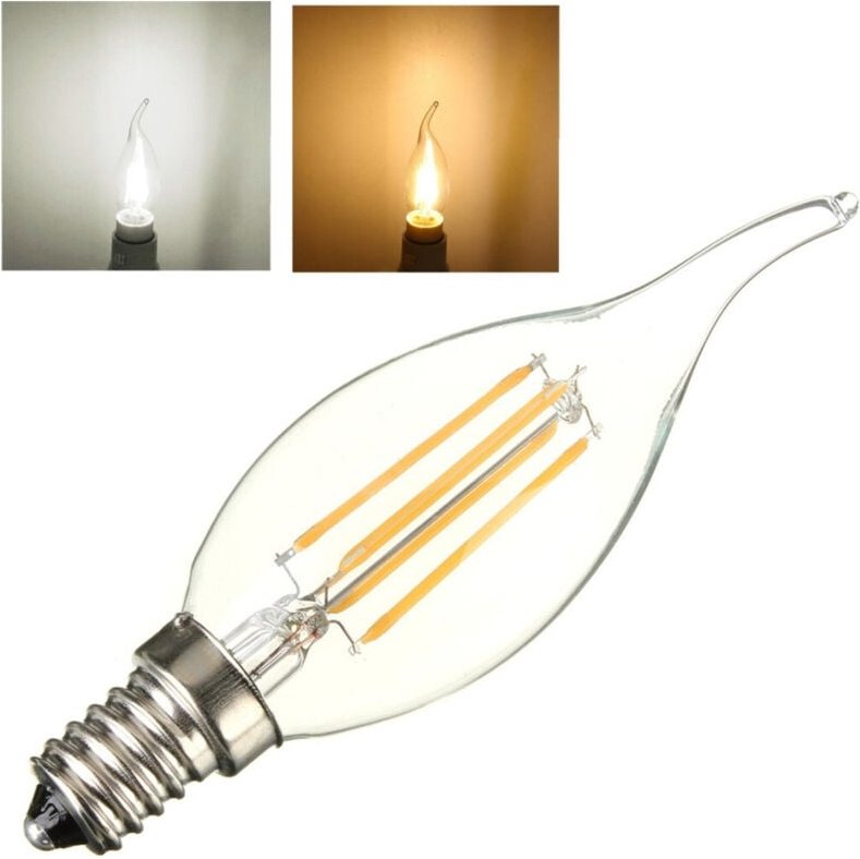 Trade Shop Traesio - Trade Shop - Led Glühlampe E14 heißes kaltes Licht 4 w Flamme led filament -