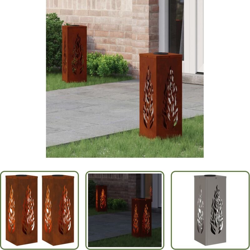 vidaXL Gartenbeleuchtung - Solar LED Weg Licht 2 pcs Bronze Wetterfeststahl