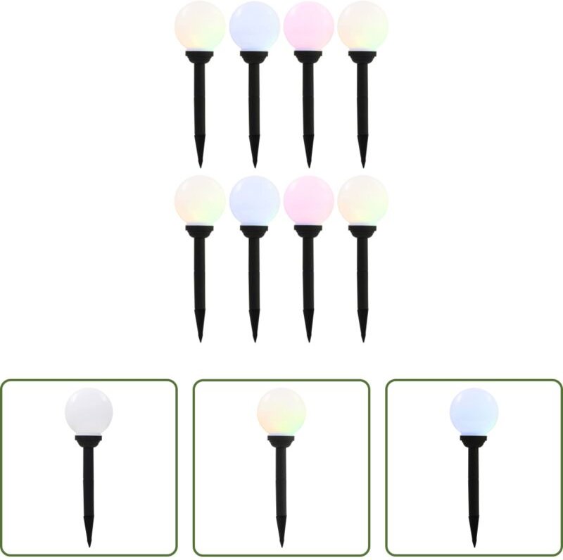 LED-Solarleuchte - Außen-Solarlampen 8 Stk. LED Kugel 15 cm RGB