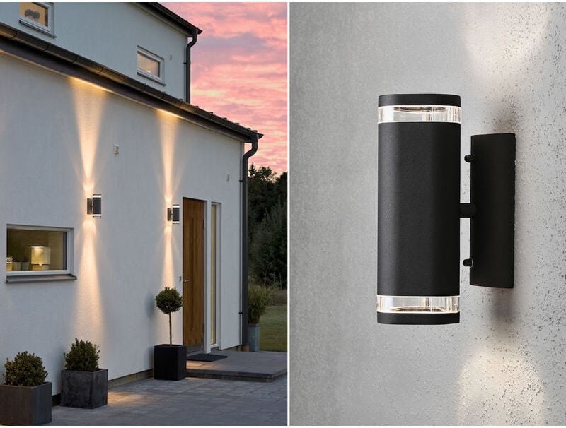 Konstsmide - 2er-Set Aluminium Up-Down Wandleuchte modena schwarz, GU10, Höhe 23,5 cm, IP44