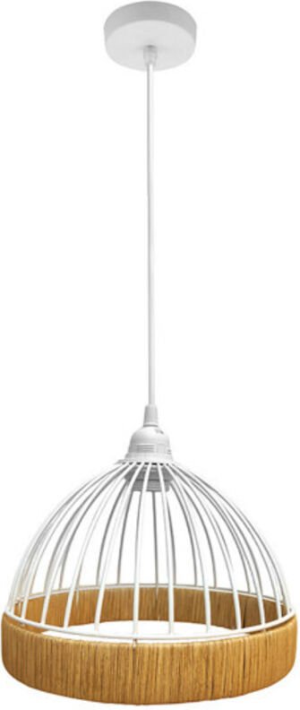 Fabrilamp - Lampe de Deckenpendelleuchte Gaston 1xe27 Weiß/Natur 25d