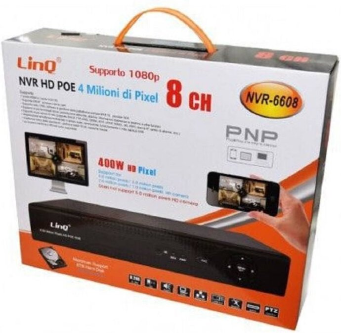 Trade Shop - nvr poe 8 kanal rec & live full hd 1080P wifi H.264 H.265 P2P 4MP NVR-6608 -