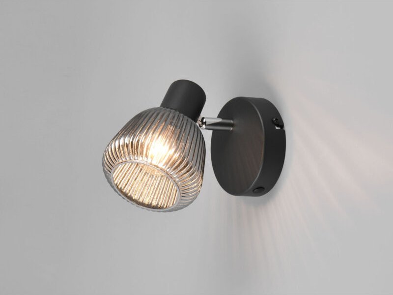 Meinewunschleuchte - led Wandstrahler mit Glasschirm Chrom bedampft, Breite 10cm