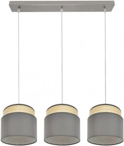 Fabrilamp - Lineare Pendelleuchte 3 Leuchten Modell Kandy Natur/Grau dimmbar