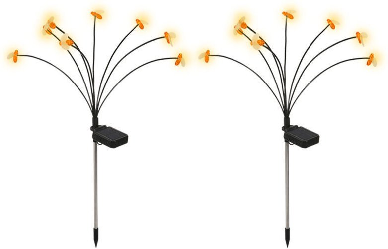 Solar-Gartenleuchten für den Außenbereich, 2-teiliges wasserdichtes Solar-Gartenleuchten-Set, kleines Bienen-Design mit ...