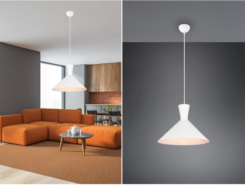 Pendelleuchte enzo einflammig mit Metallschirm Weiß, ø 35cm