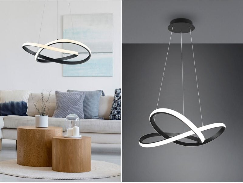 LED Pendelleuchte COURSE Schwarz mit Stufen Dimmer, 4000K Neutralweiß, Ø 60cm