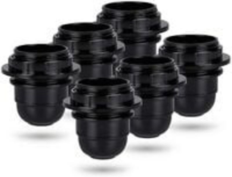Schwarze E27-Schraubfassung – 6x E27-Lampenfassung mit Kunststoffring – E27-Glühbirnenfassung – E27-Glühbirnenhalter für...