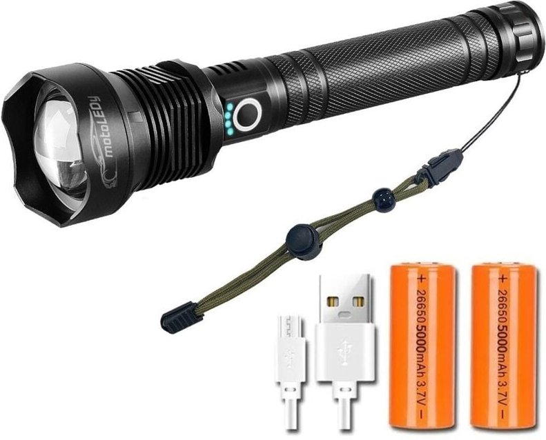 Leistungsstarke solide LED-Taschenlampe 15000lm 1000m USB Zoom