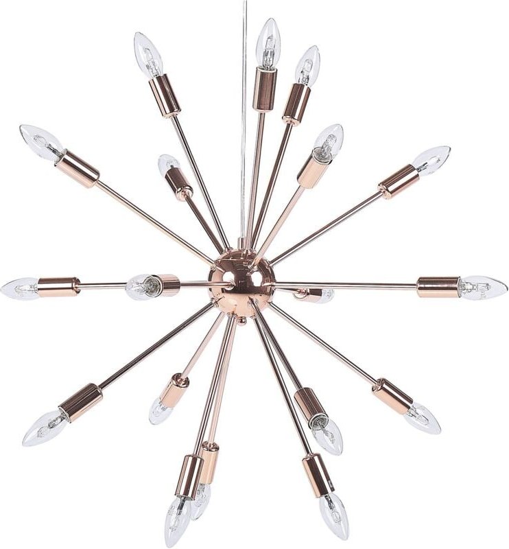 Hängeleuchte Kupfer Metall 18-flammig sternförmiger Schirm Sonnen-Optik Moderner Glamouröser Stil