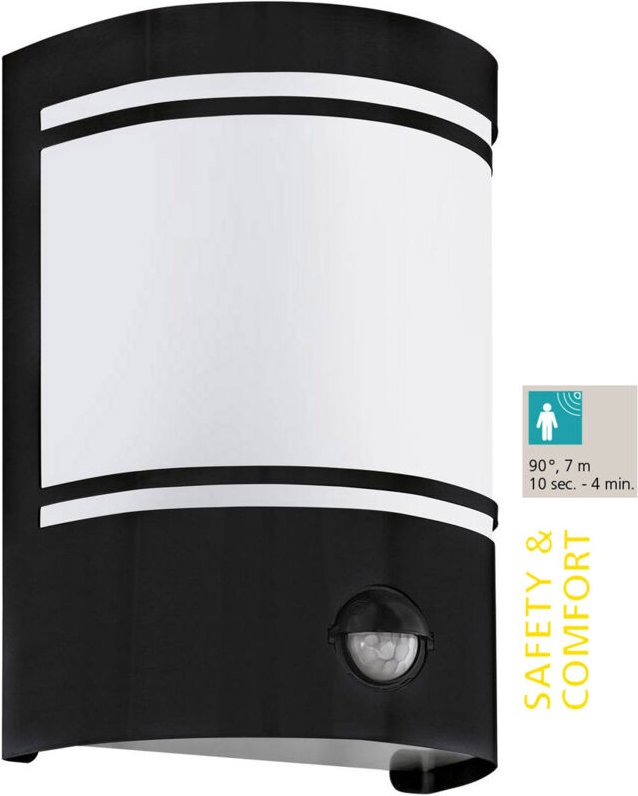 Thumbnail - Eglo - Außen-Wandleuchte Cerno schwarz 20 x 14 cm mit Bewegungsmelder E27 Außenwandleuchte