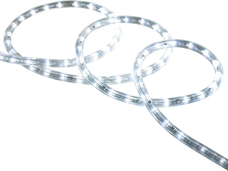 LED-Schlauch Rund 220V AC 36 LEDs/m Kaltweiss IP65 nach Mass Schnitt alle 100 cm 10 m