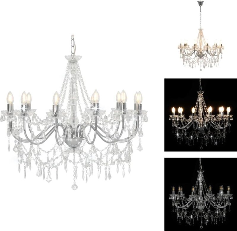 Kronleuchter - Living Kronleuchter mit Perlen Silbern 12 x E14-Fassungen - Silber