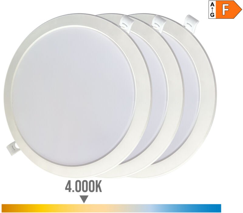 EDM - Downlight led 31568 18 w ø 22 x 3,2 cm 3 Stück (4000 k) - Marke: Produkt - ean: 8425998315684
